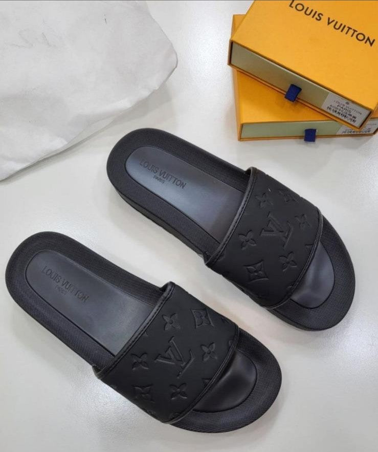 Louis Vuitton Black Monogram Waterfront Slides