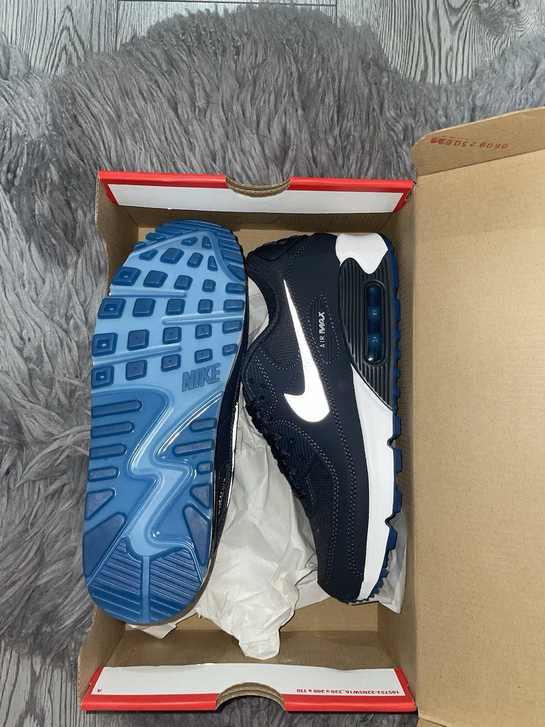 Nike Air Max 90 Black Grey Blue Reflective Trainers